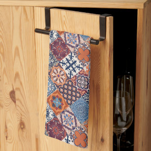 Paño De Cocina Talavera Tles Cielo Naranja Azul Marino Rojo Borgo