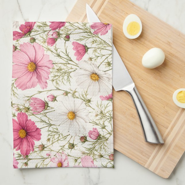 Paño De Cocina Tallos de Flor de Cosmos Aéreos (Doblado Cuarto)