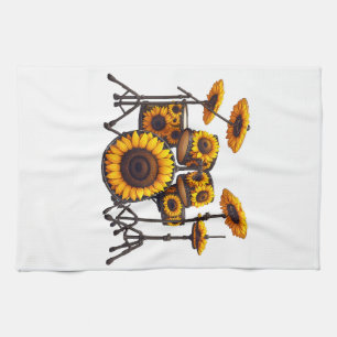 Paño De Cocina Tambores Flor de girasol música floral