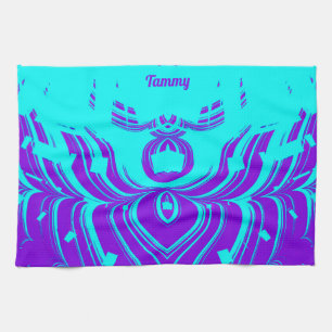Paño De Cocina TAMMY ~ FLUORO SHADES ~ 3D ~ Purple Aqua ~