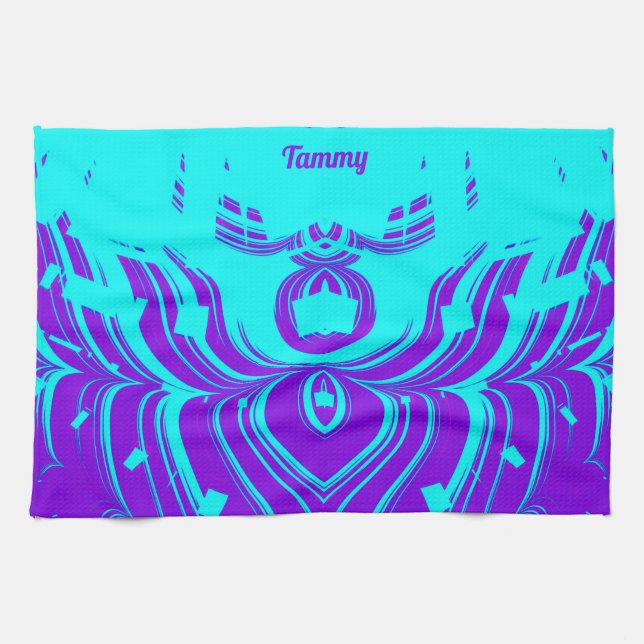 Paño De Cocina TAMMY ~ FLUORO SHADES ~ 3D ~ Purple Aqua ~ (Horizontal)