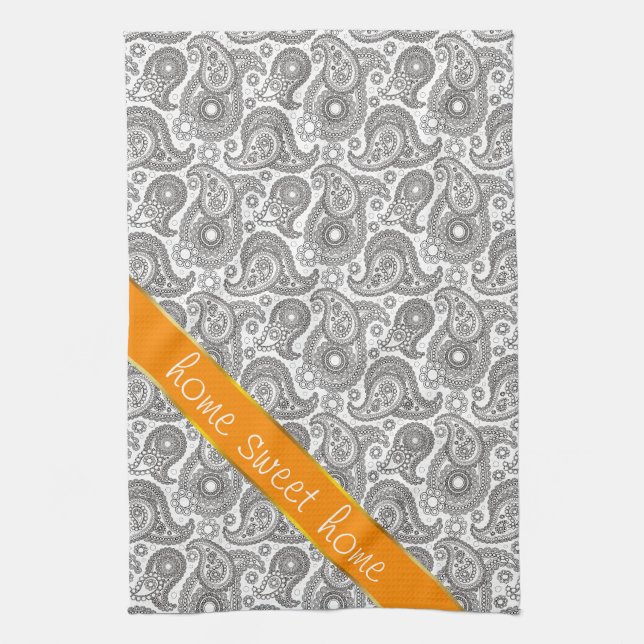 Paño De Cocina Tangerine Black Paisley (Vertical)