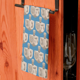 Paño De Cocina Tapa del Rústico Dreidel Oak Rustico Hanukkah Patt