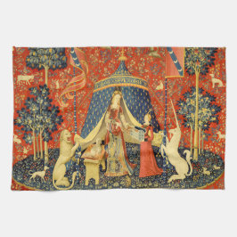 Paño De Cocina Tapestries de Unicorn Lady Legend Medieval