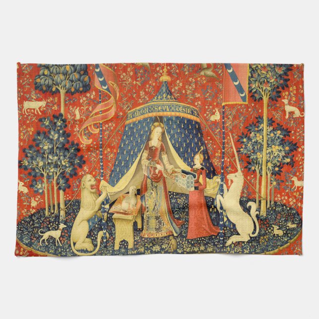 Paño De Cocina Tapestries de Unicorn Lady Legend Medieval (Horizontal)