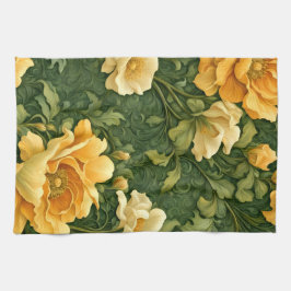 Paño De Cocina Tapiz Floral Dorado