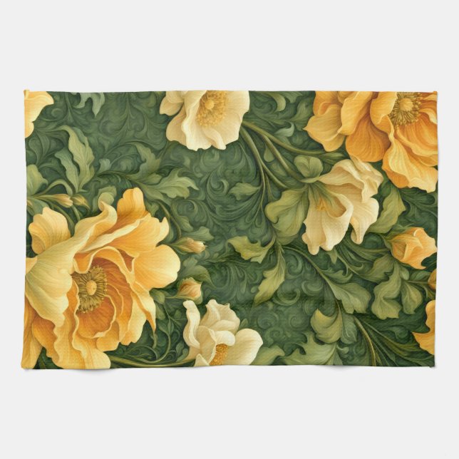 Paño De Cocina Tapiz Floral Dorado (Horizontal)