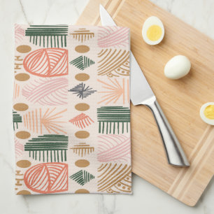 Paño De Cocina Tapos de tierra tribales caribeños: Boho Verde osc