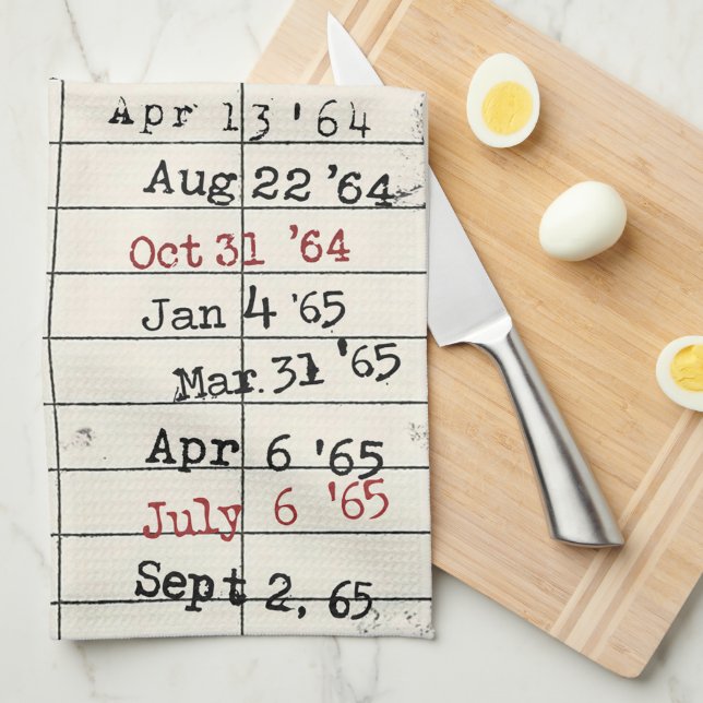 Paño De Cocina Tarjeta de biblioteca retro (Doblado Cuarto)