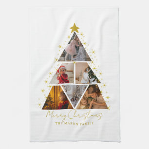 Paño De Cocina Tarjeta de Navidad con forma de árbol de 6 fotos