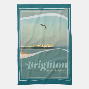 Paño De Cocina Tarjeta Postal de Gaviota de Brighton Pier