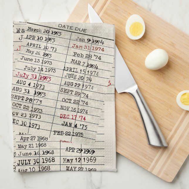 Paño De Cocina Tarjetas de biblioteca retro (Doblado Cuarto)