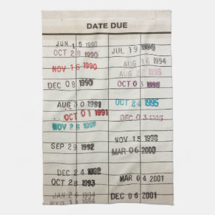 Paño De Cocina Tarjetas de fecha de vencimiento de la biblioteca 