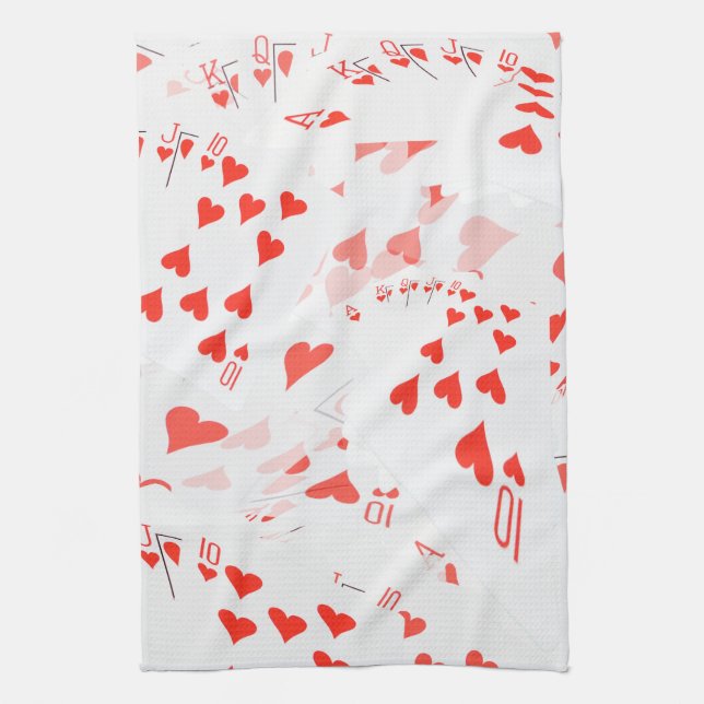 Paño De Cocina Tarjetas de póquer Royal Heart Flush apiladas, (Vertical)