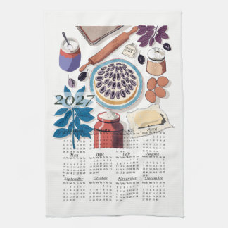 Paño De Cocina Tarta de Ciruela - Calendario de Cocina 2027