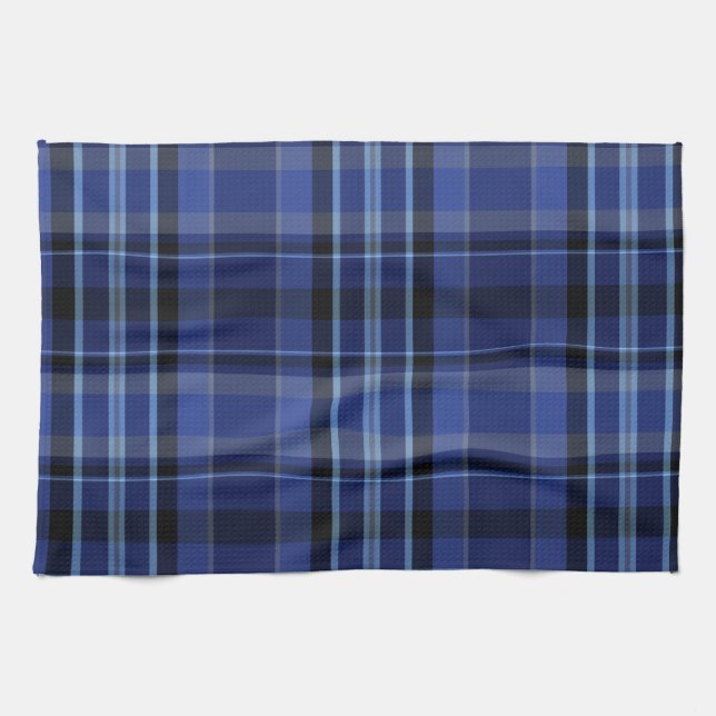 Paño De Cocina Tartán de la placa azul de la marina (Horizontal)