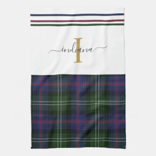 Paño De Cocina Tartan Plaid Monograma Nombre Clan Rústico Sutherl