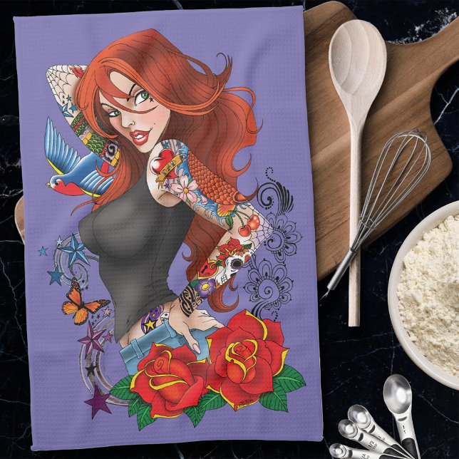 Paño De Cocina Tattoos de la mujer de Redhead (Subido por el creador)