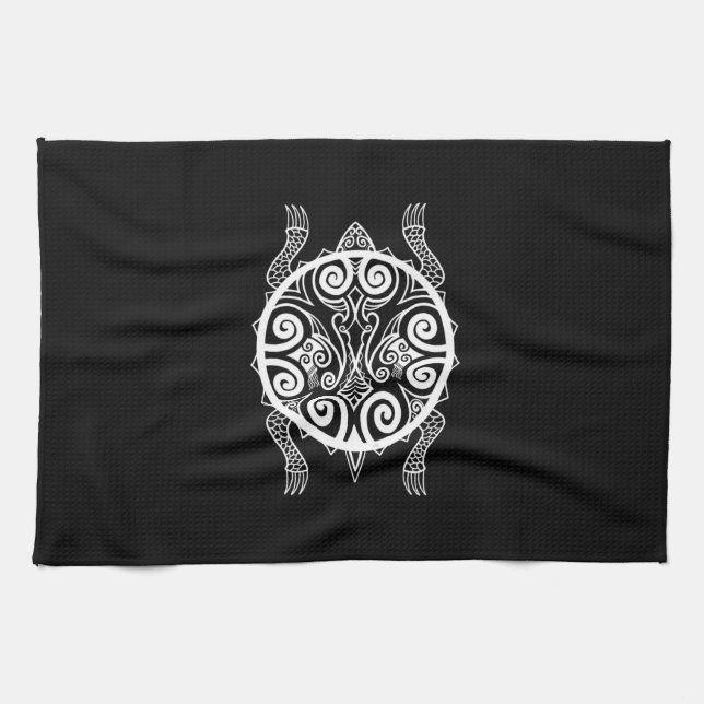 Paño De Cocina Tatuaje de tortuga guerrera de Tiki (Horizontal)