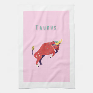 Paño De Cocina Tauro rosa, zodiaco, impresión de signo zodiacal