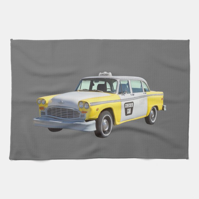 Paño De Cocina Taxi a cuadros amarillo y blanco (Horizontal)