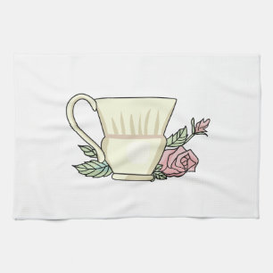 Paño De Cocina Taza de café y subió