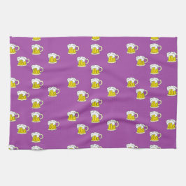 Paño De Cocina Taza de cerveza espumosa en morado