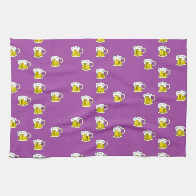 Paño De Cocina Taza de cerveza espumosa en morado (Horizontal)
