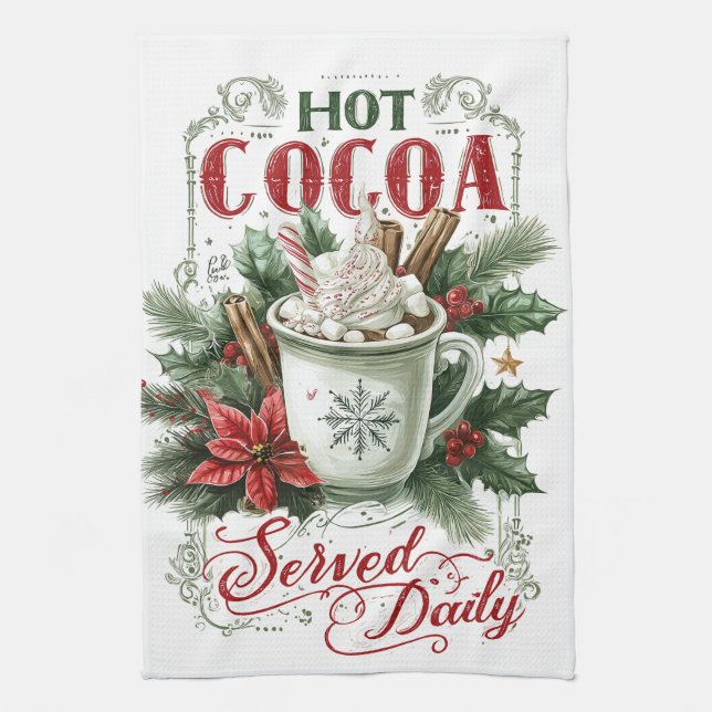 Paño De Cocina Taza Navideña Acogedora (Vertical)