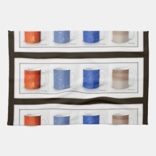 Paño De Cocina Tazas de café coloridas enmarcadas