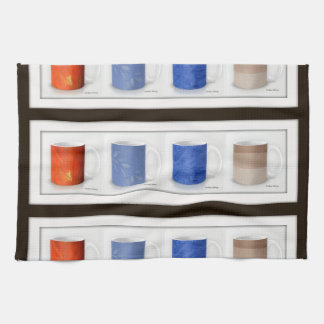 Paño De Cocina Tazas de café coloridas enmarcadas
