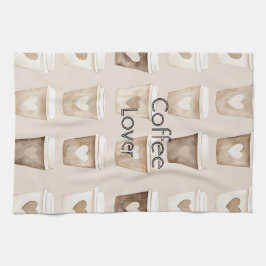 Paño De Cocina Tazas de Corazón de Café con Crema