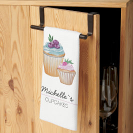 Paño De Cocina Tazas de Pastel Adorables y Frutas Acuarela