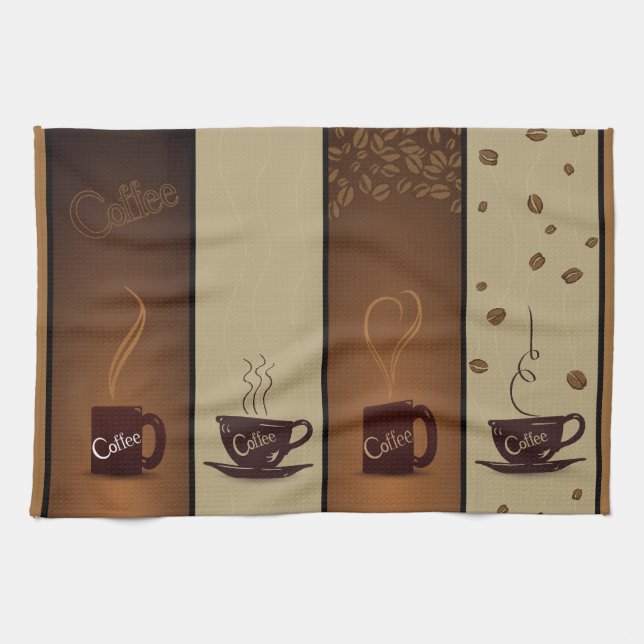 Paño De Cocina Tazas y habas de café (Horizontal)