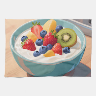 Paño De Cocina Tazón de yogur de frutas frescas