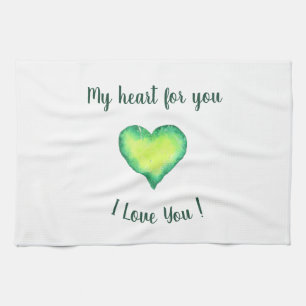 Paño De Cocina Te amo el cumpleaños del corazón azul y verde lind