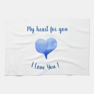 Paño De Cocina Te Amo El día de San Valentín Cute Blue Heart