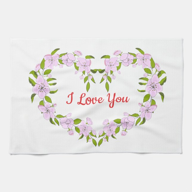 Paño De Cocina Te amo flores lindas (Horizontal)