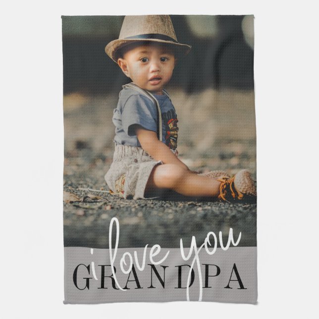 Paño De Cocina Te amo Personalizado abuelo. (Vertical)