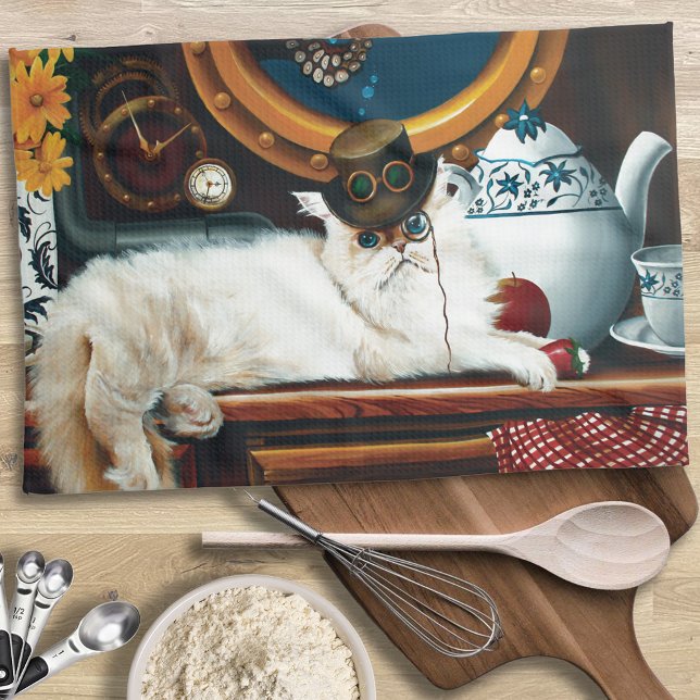 Paño De Cocina Té de gato submarino Steampunk (Subido por el creador)