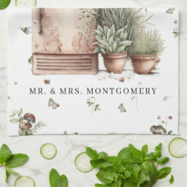 Paño De Cocina Té de monograma de cocina campestre pintado a mano
