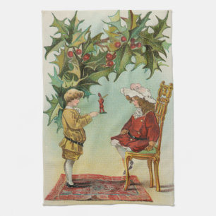Paño De Cocina Te deseo una Feliz Navidad - postal vintage