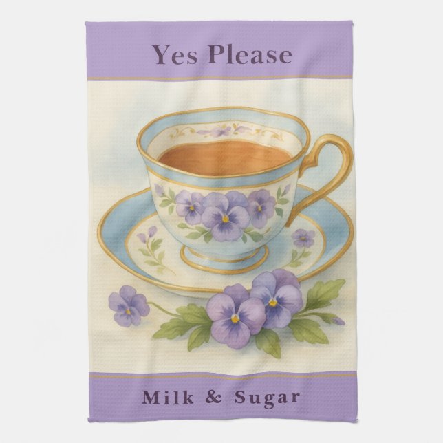 Paño De Cocina Tea Cup Kitchen Tea Towel (Vertical)