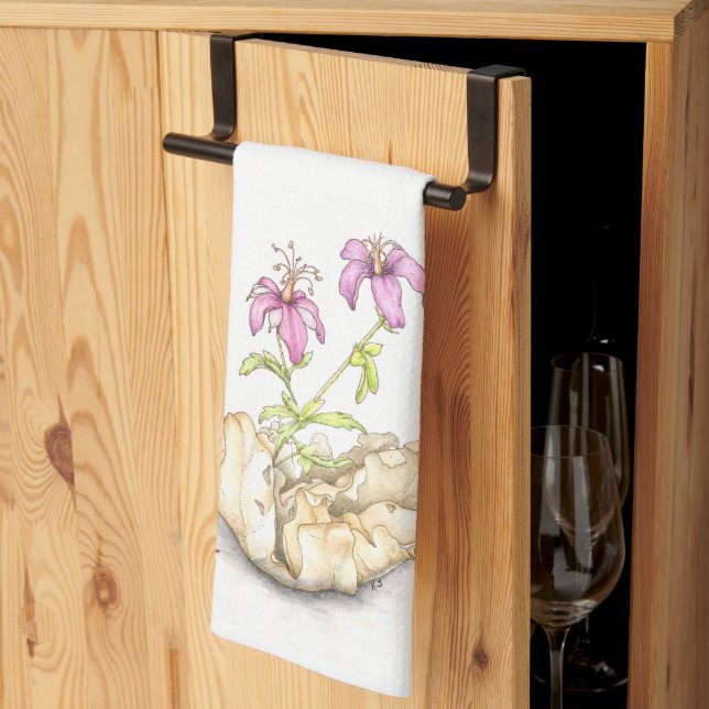 Paño De Cocina Tea towel, watercolor wildflower geranium (Pliegue de tercios)