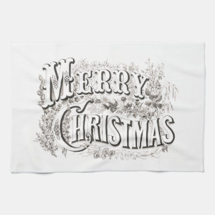 Paño De Cocina TEA TOWELWith VINTAGE "MERRY CHRISTMAS"