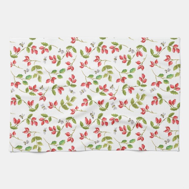 Paño De Cocina Teatowel del escaramujo y de la abeja (Horizontal)