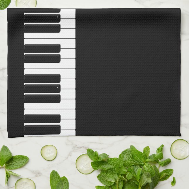 Paño De Cocina Teclado de piano negro y blanco (Doblado)