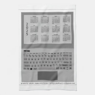 Paño De Cocina Teclado de Portátil de Plata Calendario 2025 en Pa