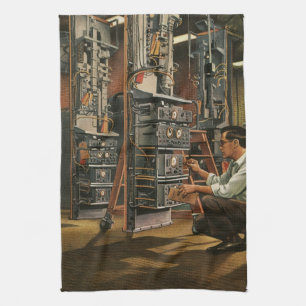 Paño De Cocina Técnico de radio empresarial vintage reparando equ