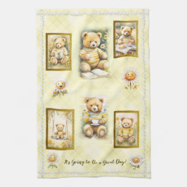 Paño De Cocina Teddy Oso Amarillo Gran Día Diversión Feliz